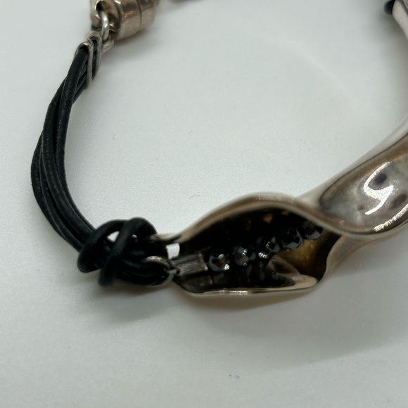 Hagit Gorali Sterling and Black Spinel Leather Bracelet - Picture 8 of 9